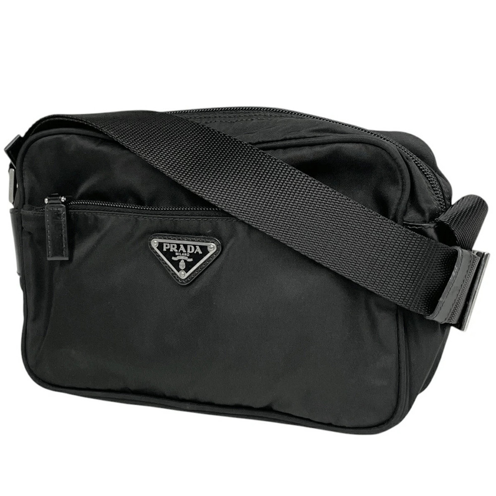 Prada Logo Plate Shoulder Bag Crossbody Nero Black - Picture 1 of 6